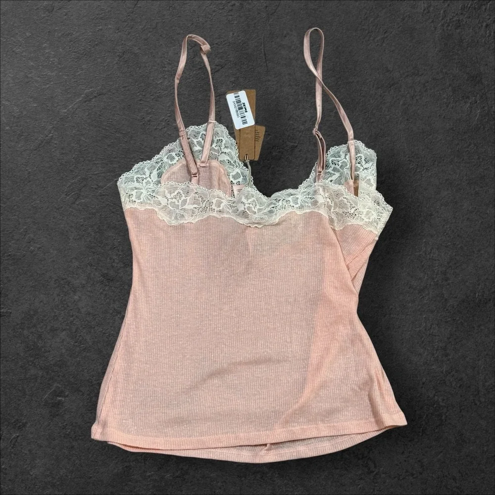 NWT SKIMS Sheer Cotton Lace Cami Short‎ Sleep Set Top Only Villa M
